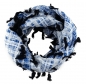 Preview: Halstuch in blau weissgrau schwarz gemustert mit Fransen - Tuch Gr. 100 x 100 cm