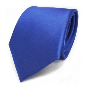 TigerTie Designer Krawatte blau signalblau Uni Satin Glanz - Tie Schlips Binder