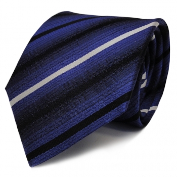 Schicke Seidenkrawatte blau schwarz weiss gestreift - Krawatte Seide Tie Binder