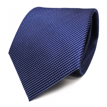 TigerTie Designer Seidenkrawatte blau silber gestreift - Krawatte Seide Silk Tie