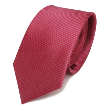schmale Seidenkrawatte rot rosé grau gestreift - Krawatte Seide Silk Tie