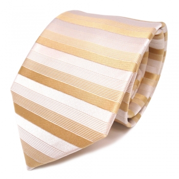 schöne feine Designer Krawatte in gold grau gestreift 100% Seide