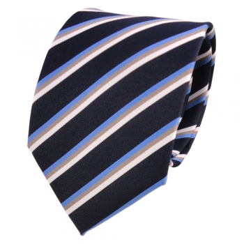 TigerTie Designer Seidenkrawatte orange blau royal silber gestreift Krawatte Seide Silk