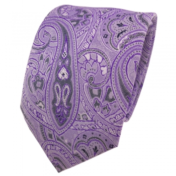 Designer Krawatte lila violett anthrazit Paisley - Schlips Binder Tie