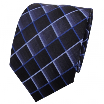 Enrico Sarto hochwertige Seidenkrawatte blau dunkelblau kariert - Krawatte Seide