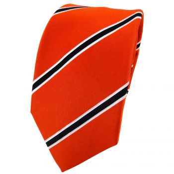 Enrico Sarto Seidenkrawatte orange schwarz weiß gestreift - Krawatte Seide Tie