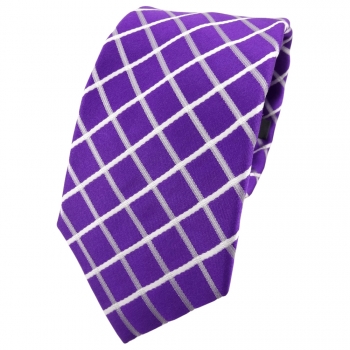 Enrico Sarto Seidenkrawatte lila violett weiß kariert - Krawatte Seide Tie