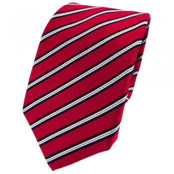 Enrico Sarto Seidenkrawatte rot schwarz silber gestreift - Krawatte Seide Tie