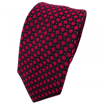 Enrico Sarto Seidenkrawatte rot anthrazit schwarz gepunktet - Krawatte Seide