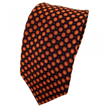 Enrico Sarto Seidenkrawatte orange anthrazit schwarz gepunktet - Krawatte Seide