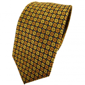 Enrico Sarto Seidenkrawatte gelb gold schwarz blau gepunktet - Krawatte Tie