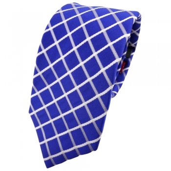 Enrico Sarto Seidenkrawatte blau ultramarinblau weiß kariert - Krawatte Seide