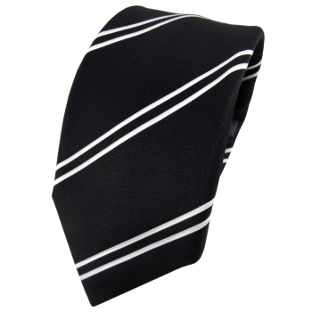 Enrico Sarto Seidenkrawatte schwarz weiß gestreift - Krawatte Seide Tie
