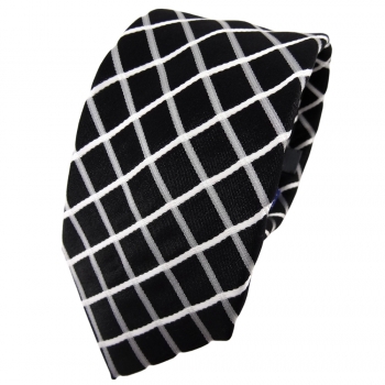 Enrico Sarto Seidenkrawatte schwarz grau weiß kariert - Krawatte Seide Tie