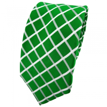 Enrico Sarto Seidenkrawatte grün knallgrün weiß kariert - Krawatte Seide