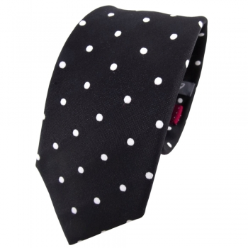 Enrico Sarto Seidenkrawatte schwarz weiß silber gepunktet - Krawatte Seide Tie