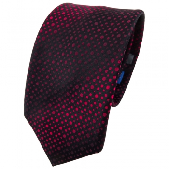 Enrico Sarto Seidenkrawatte rot weinrot schwarz gepunktet - Krawatte Tie Seide