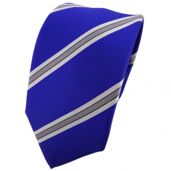 Enrico Sarto Seidenkrawatte blau silber grau gestreift - Krawatte Seide Tie