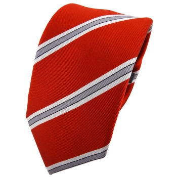 Enrico Sarto Seidenkrawatte orange silber grau gestreift - Krawatte Seide Tie