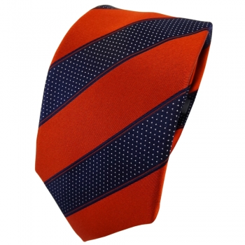 Enrico Sarto Seidenkrawatte orange blaulila silber gestreift - Krawatte Seide