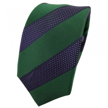 Enrico Sarto Seidenkrawatte grün blau silber gestreift - Krawatte Seide Tie