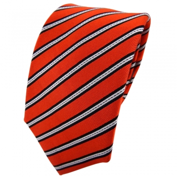 Enrico Sarto Seidenkrawatte orange schwarz silber gestreift - Krawatte Seide Tie