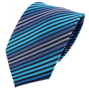 TigerTie Designer Krawatte Einstecktuch türkis türkisblau wasserblau einfarbig 