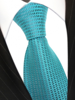 Seidenkrawatte in türkis grau gepunktet - Tie Krawatte 100% reine Seide Silk