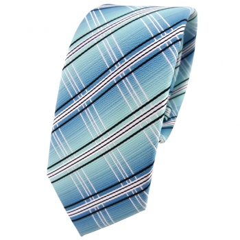 TigerTie Krawatte türkis mint wasserblau grau anthrazit weiß gestreift Binder 