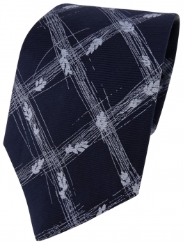 feine leichte Seidenkrawatte dunkelblau blau gekreuzt - Krawatte 100% Seide