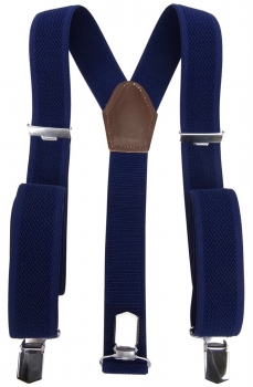 breiter Hosenträger marine dunkelblau Uni mit Clip - verstellbar 75 bis 120 cm