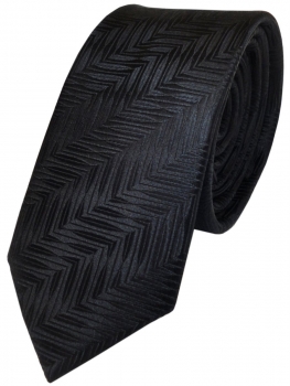 schmale TigerTie Designer Seidenkrawatte schwarz gemustert - Krawatte 100% Seide