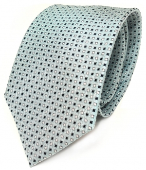 Schicke Krawatte grün weiss schwarz gepunktet reine Seide / Silk