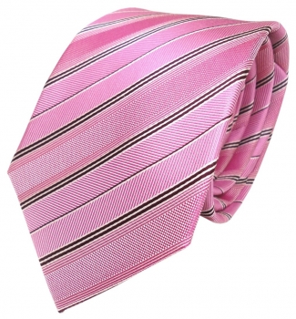 Schicke Krawatte pink rosa weinrot weiss gestreift reine Seide / Silk