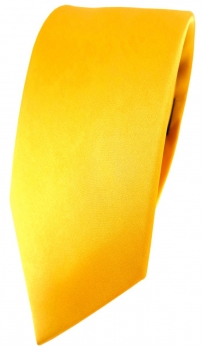 schmale feine Designer Seidenkrawatte Satin gelb - Tie Krawatte 100% Seide Silk