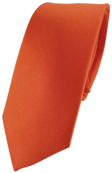 schmale Designer Satin Seidenkrawatte orange Uni - Tie Krawatte 100 % Seide Silk