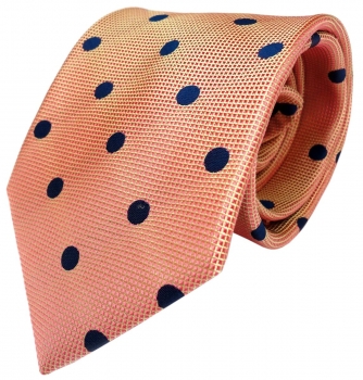 Designer Krawatte rot orange orangerot blau gepunktet 100% Seide
