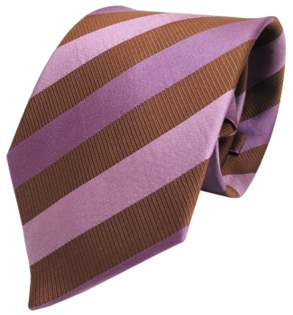 schöne Krawatte in rosa braun violett gestreift - 100% Seide / Silk