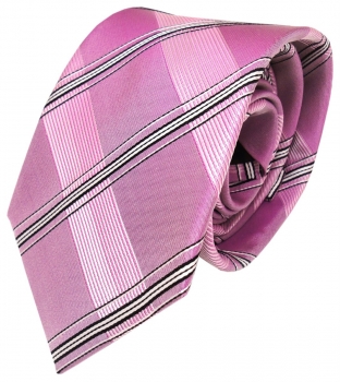 Designer Krawatte in rosa pink lila kariert gemustert 100% Seide