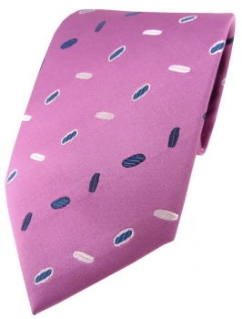 Designer Seidenkrawatte rosa blau silber gemustert - Krawatte Seide Silk