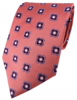 Seidenkrawatte rot rosé lila blau silber gemustert - Krawatte Seide Silk Binder
