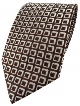 Seidenkrawatte in braun dunkelbraun silber kariert - Krawatte Seide Silk Tie