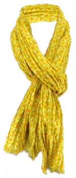 Damen Halstuch gelb senfgelb Blumenmuster Gr. 180 cm x 50 cm - Schal Baumwolle