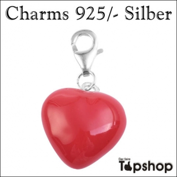 Charms 925/-, echt Silber, Herz groß 1,5 cm x 1,5 cm
