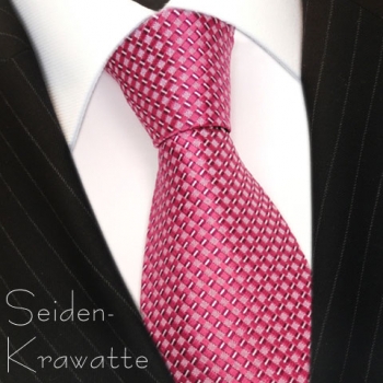 Designer Seidenkrawatte rot rosé silber kariert - Krawatte Seide Silk Binder Tie