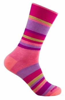 Wrightsock Laufsocke Anti-Blasen-System, lange Socke pink Stripes gestreift Gr.M