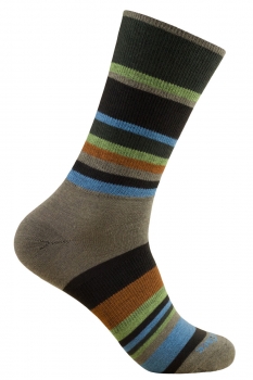 WrightSock Laufsocke Anti-Blasen-System lange Socke olive Stripes gestreift Gr.M
