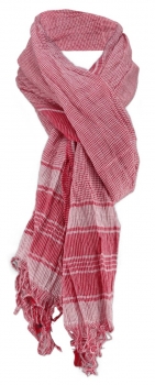 Halstuch in rot weiß fein kariert Gr. 200 cm x 50 cm - Tuch Schal Baumwolle