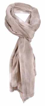 Damen Schal Halstuch grau hellgrau beige mit Fransen Gr. 185 cm x 75 cm - Tuch
