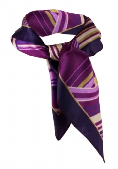Nickituch violett lila fieder goldbraun gemustert - Gr. 50x50 cm - Tuch Halstuch
